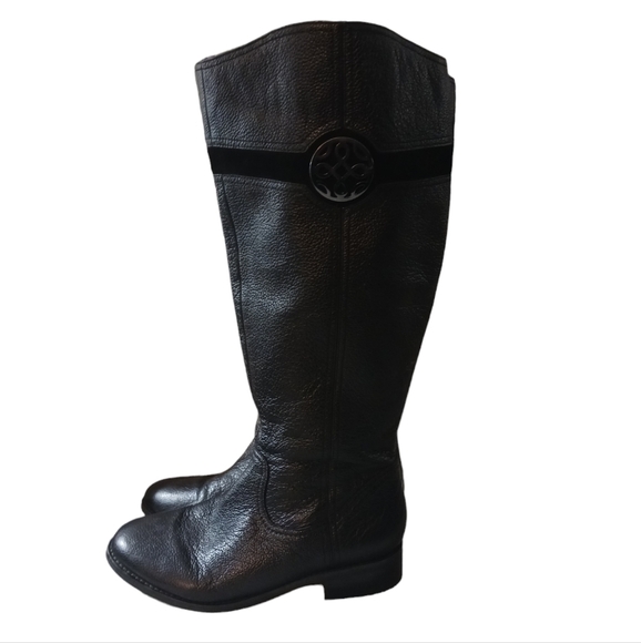 Franco Fortini Black Leather Wide Calf Riding Boots Wide Knee High Boots… - Picture 6 of 12